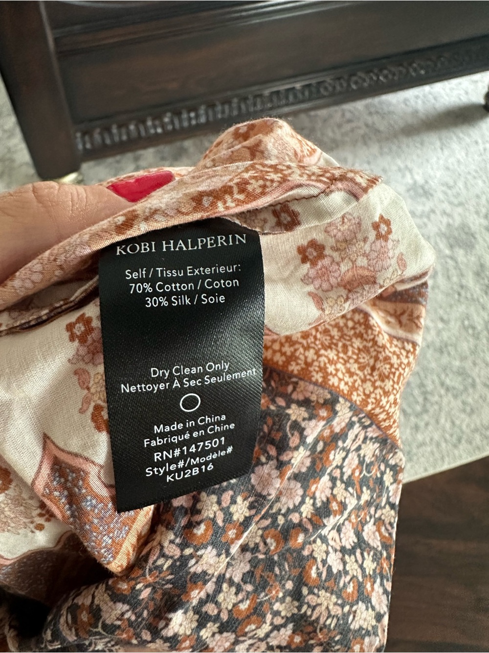 Kobo Halperin Printed Cotton/Silk Blouse - Picture 7 of 8